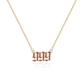 Golden gothic 999 pendant necklace with micro-paved red zircons and fine chain - Gold-999 (Red Zircon)