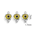 Evil eye flower charms in silver finish with yellow, black, and white enamel details - Double Hole / Steel - Yellow