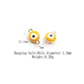 Detail of yellow enamel evil eye charms with gold edges showing size of 11.1mm x 7mm - Gold - Yellow Evil Eye