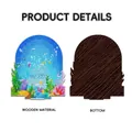 Detailed dual-sided view of 5D jellyfish diamond painting with wooden texture base - Marine Life Theme