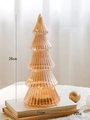Amber glass LED Christmas tree ornament with vertical ribs, 28cm tall tabletop decor - Amber Vertical Ribbed Style (9033B)