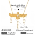 Dettagli della collana con ciondolo aquila e zirconi, catena in acciaio inox da 45+5 cm - Stile Nappa Aquila Dorata (JDN0310020)
