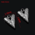 Silver hammered heart pendant in stainless steel with 1.6cm height and 0.2cm hole size - Style D Heart Pendant / 5 Pieces / Steel