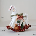 White Christmas rocking horse resin figurine with red saddle and gifts, 20cm height decor - Teddy Bear Gift Box Rocking Horse