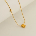 Golden titanium steel necklace with puffed M letter pendant and sparkling zircon - Letter K