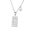Detailed macro of silver stainless steel Leo zodiac tarot pendant and star sign charm - Leo - Silver (ZJ3822)