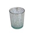 Starry silver plated glass candle holder with a speckled metallic finish - 5.5*6.7cm (White Box) / Silver