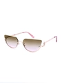 Gafas de sol cat eye retro en oro rosa con lentes degradadas de marrón a rosa - Marco Dorado Lente Degradado Amarillo Rosa