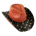 Vintage American flag style straw cowboy hat featuring stars and stripes patterns - 58cm / Red Yellow Stripes Black Yellow Stars Patchwork