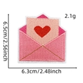 Size details of the pink heart envelope embroidered patch with 6.5cm height and weight info - Style 5 (Heart Envelope)