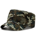 Flat top camouflage military cap with classic jungle pattern and curved brim - Adult Style (54-59cm) / Army Green Camo
