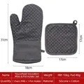 Juego de manopla de horno y agarradera de silicona gris oscuro con diseño antideslizante - Juego largo gris (1 manopla + 1 almohadilla con bolsillo)