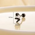 Black snake heart zircon screw back stud earring in titanium steel measuring 0.7cm - Black / Clear (Single Piece)