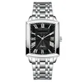 Men's Chenxi business quartz watch with square silver steel case and black roman dial - Men's Black - Artistic Style