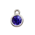 Silver-plated round pendant featuring a deep blue faceted crystal stone with a top loop - Sapphire Blue