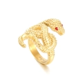 Anillo de serpiente vintage en acero inoxidable 316L con ojos de strass rojos sobre fondo blanco - US 7 / Dorado