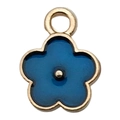 Blue enamel flower pendant in golden metal frame for DIY jewelry and bracelets - 1 Piece/Pack (9x12mm)