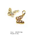 Golden butterfly pendant with cubic zirconia, size 10x10x2.8mm, weight 0.53g - Style 14 Butterfly