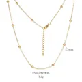 Golden bead necklace with 3.7mm metal balls and 46+4cm adjustable copper chain - Gold S-0027 (50cm)