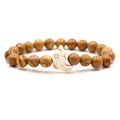 Tiger eye and turquoise dolphin beaded elastic bracelet with yellow brown stone beads - Yellow Wood Grain Stone
