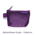 Bellflower purple nylon mesh coin purse with zipper closure and logo tag, 12x8x3cm size - 12×8×3cm / Bellflower Purple