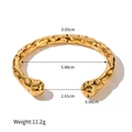 Polished 18K gold-plated stainless steel hammered cuff bracelet with dimension details - Gold Color Bracelet