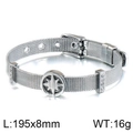 Silver mesh belt bracelet with hollow star charm and cubic zirconia accents, 195mm length - Star Shape Round (KB114039-KHY)