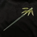Elegant bamboo leaf hair pin crafted from pale green translucent jade-like stone - Five Leaves Bamboo Hair Stick