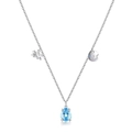 S925 sterling silver Aquarius necklace with pear-cut blue gemstone and zodiac pendant - 925 Sterling Silver