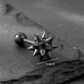 0.9cm diameter gun-black stainless steel spiked ball stud earring with punk aesthetic - Spike Style (S227) / Black
