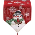 Christmas table runner featuring red knit fabric with Let It Snow snowman design - Type F Let It Snow Snowman