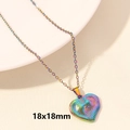 Iridescent heart pendant necklace with Z letter engraving and 18k plated bead texture - Rainbow-Dotted Texture