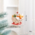 Christmas snowman on sled resin ornament with green gift box and red hat hanging decor - Snowman-Yellow Scarf