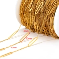 18k gold plated stainless steel paperclip chain with 4mm width and 23mm length links - 1.5mm Flattened Cross Chain with 4*23mm Polished Bar / Gold