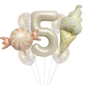 Pastel ice cream and candy foil balloon set for 5th birthday party decor - Number 5 Dessert Set