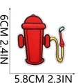 Detail of red fire hydrant embroidered patch with precise 6x5.8cm size measurements - No.10-Fire Hydrant Body