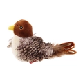 Realistic sparrow-shaped plush cat toy with brown head and striped feather texture - Melody Chaser Bird