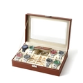 Brown leather watch and jewelry display box with transparent window and 8 slots - 8+2 Slot Brown Box (Window)