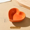 Orange heart-shaped ceramic dipping sauce dish, 7.2cm small seasoning bowl - Orange