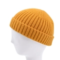 Bonnet Miki en maille côtelée jaune moutarde avec bord roulé pour hommes et femmes - Taille unique / Jaune Gingembre