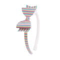 Serre-tête arc-en-ciel à paillettes pour enfants avec grand nœud papillon rayé - Serre-tête rayé cyan