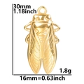 Detailed size specifications of a golden cicada pendant with dimensions in mm and inches - Gold Color (Pendant Only)