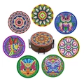 DIY diamond painting coaster set with mandala and animal patterns and a black metal holder - MBD-01 Without Holder