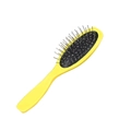 Oval yellow plastic air cushion hairbrush with steel pins and a black rubber base - Yellow