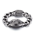 Herren Gothic-Armband mit Kreuz und schwarzem Zirkon aus Vintage-Silber Edelstahl - Retro Kreuz Schwarzer Zirkon Gebogener Plattenstil (KB80848-BD)