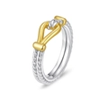 Zweifarbiger Edelstahl-Kabelring mit verflochtenen Gold- und Silber-Drehstrukturen - US 6 / Hufeisen Schnalle Stil / Gold und Silber Zweifarbig