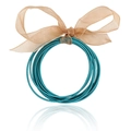 Set di bracciali multistrato blu turchese glitterati con fiocco in organza color champagne - Molla blu ciano con set di fiocchi (30211)
