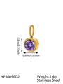 Purple round zircon pendant in gold-plated stainless steel with 0.8cm size detail - February Light Purple (0.8cm*0.8cm)