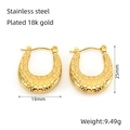 Detail showing 18k gold plated stainless steel U-shaped earrings with pebble texture - Pebbled Textured U-Shaped Earrings(ZE1322G)