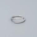 Double-layered 925 sterling silver open ring with pavé-set cubic zirconia accents - 925 Silver / White Gold
